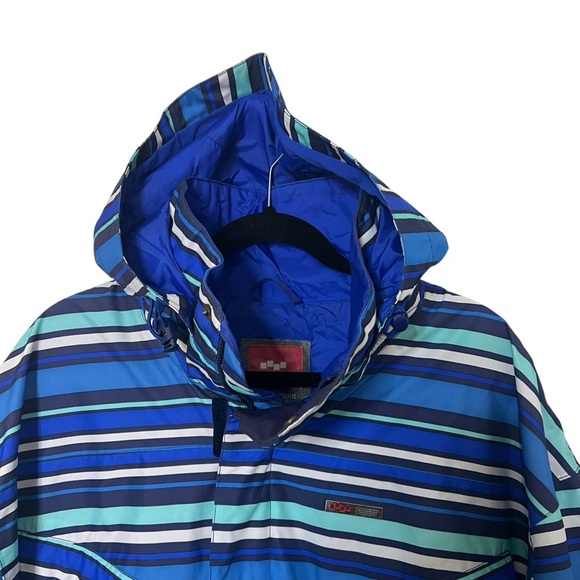 Foursquare blue multi-striped hooded snowboarding jacket size XL. - Picture 5 of 15